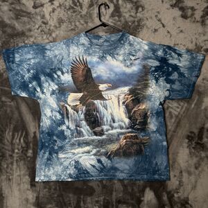 Vintage The Mountian Flying Eagle Short Sleeve Tie Dye Shirt Size XXL